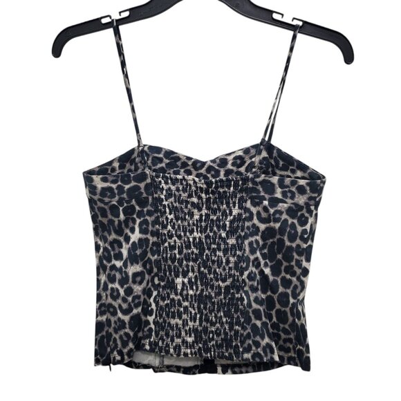 Express Women's Y2K Gray Leopard Smocked Back Hook & Eye Bustier Corset Top Sz S - Picture 8 of 8